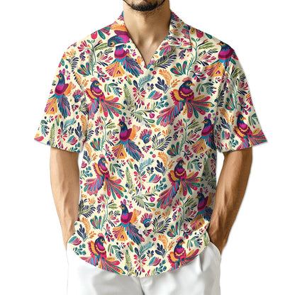 Azhawaiian Folk Art Tropical Bird Hawaiian Shirt for Men