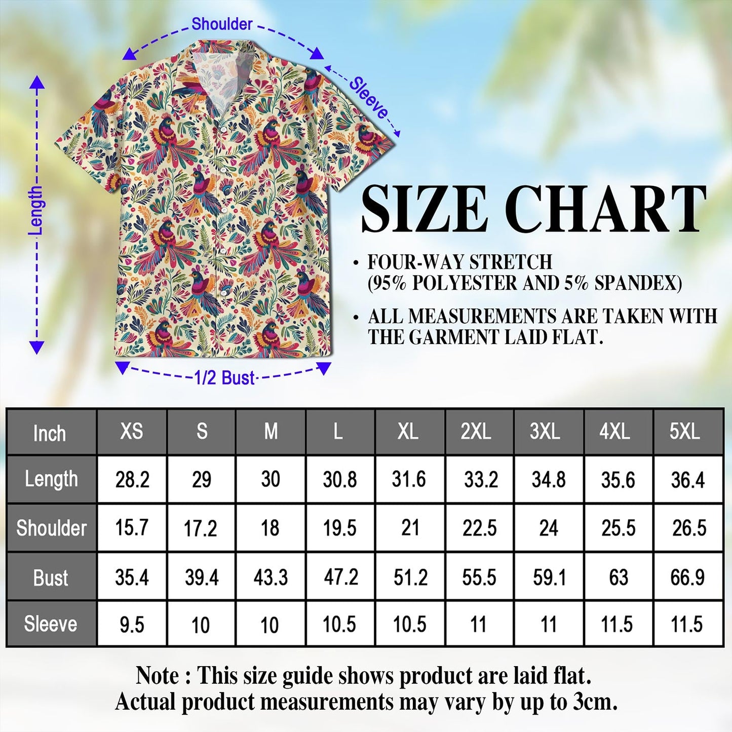 Folk Art Tropical Bird Hawaiian Shirt for Men, Button Down Aloha Shirt - Azhawaiian