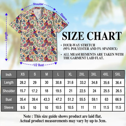 Folk Art Tropical Bird Hawaiian Shirt for Men, Button Down Aloha Shirt - Azhawaiian