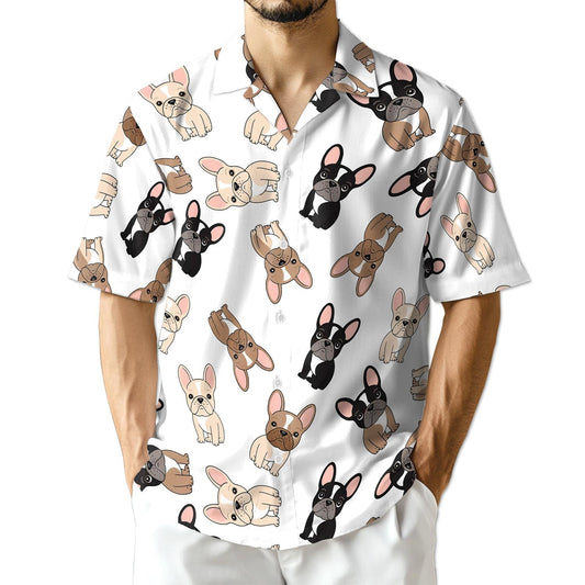 French Bulldog Hawaiian Shirt for Men, Button Down Aloha Shirt - Azhawaiian
