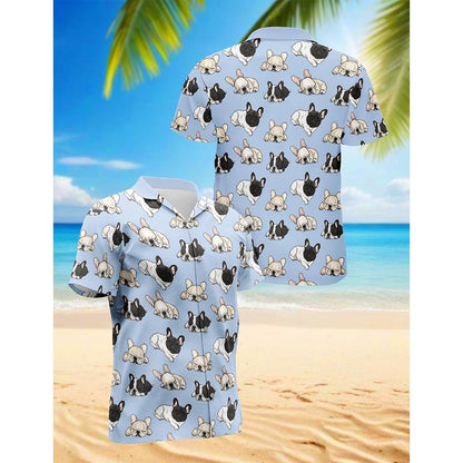French Bulldog Hawaiian Shirt for Men, Button Down Aloha Shirt - Azhawaiian