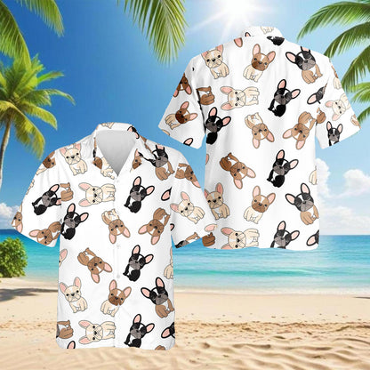 French Bulldog Hawaiian Shirt for Men, Button Down Aloha Shirt - Azhawaiian