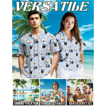 French Bulldog Hawaiian Shirt for Men, Button Down Aloha Shirt - Azhawaiian