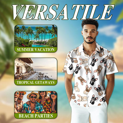 French Bulldog Hawaiian Shirt for Men, Button Down Aloha Shirt - Azhawaiian