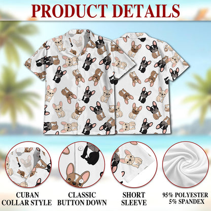 French Bulldog Hawaiian Shirt for Men, Button Down Aloha Shirt - Azhawaiian
