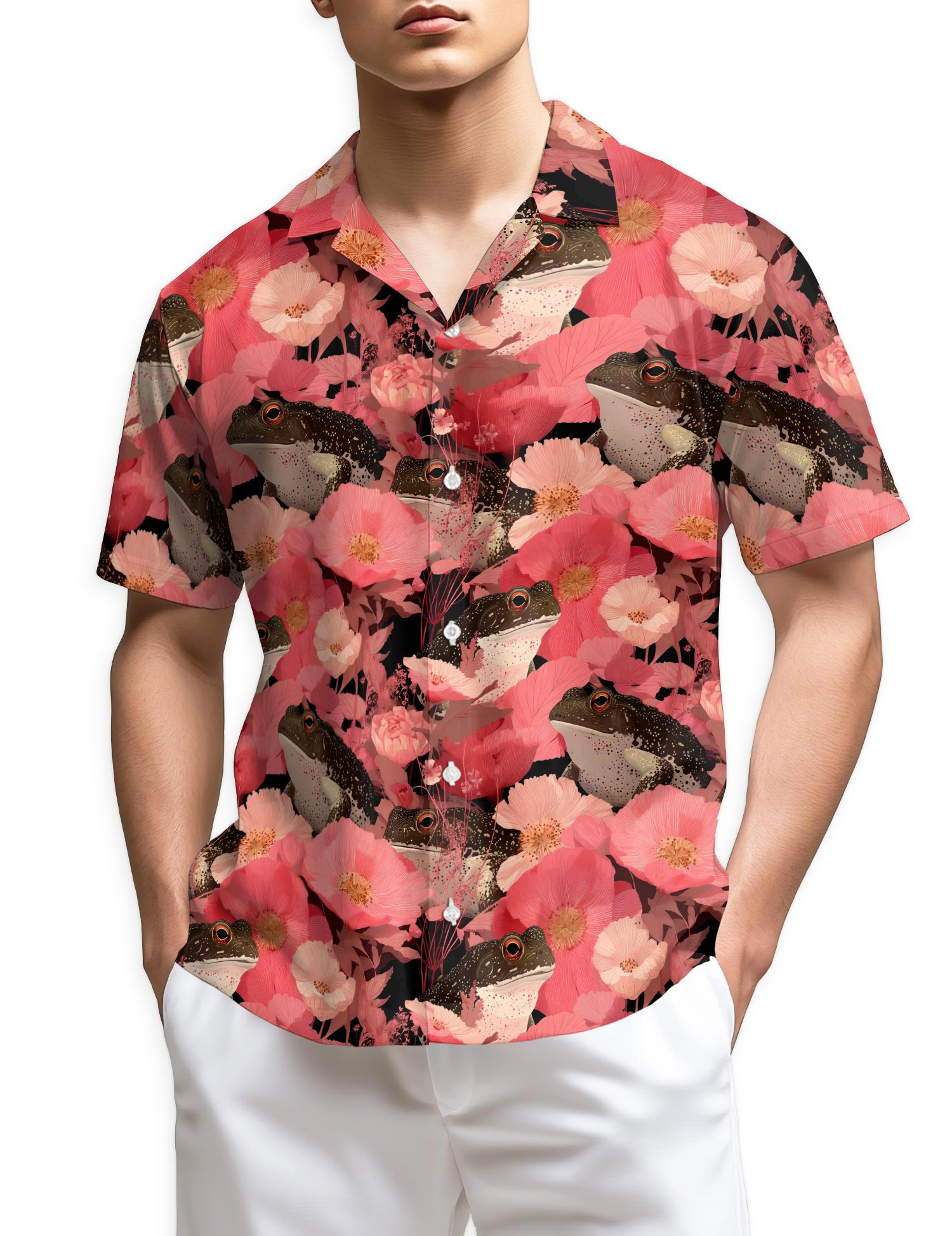 Azhawaiian Frogs Floral Hawaiian Shirt for Men