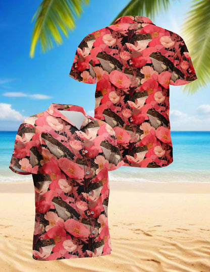 Frogs Floral Hawaiian Shirt for Men, Button Down Aloha Shirt - Azhawaiian