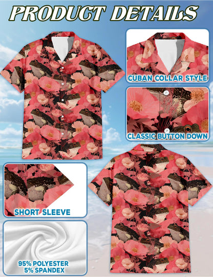 Frogs Floral Hawaiian Shirt for Men, Button Down Aloha Shirt - Azhawaiian