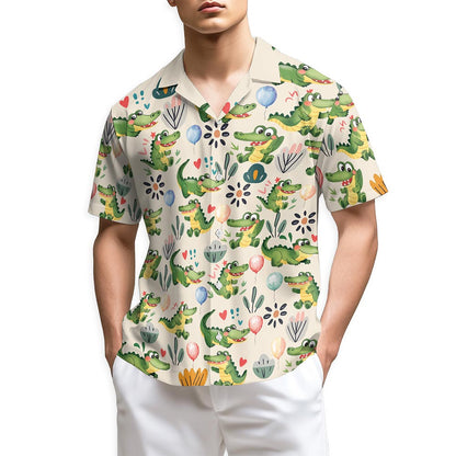 Azhawaiian Funny Alligator Hawaiian Shirt for Men