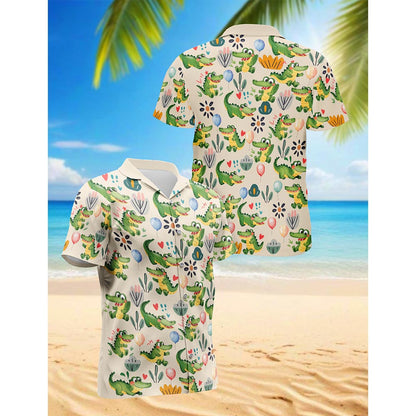 Funny Alligator Hawaiian Shirt for Men, Button Down Aloha Shirt - Azhawaiian