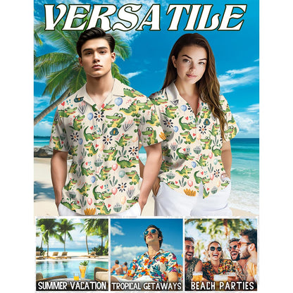 Funny Alligator Hawaiian Shirt for Men, Button Down Aloha Shirt - Azhawaiian