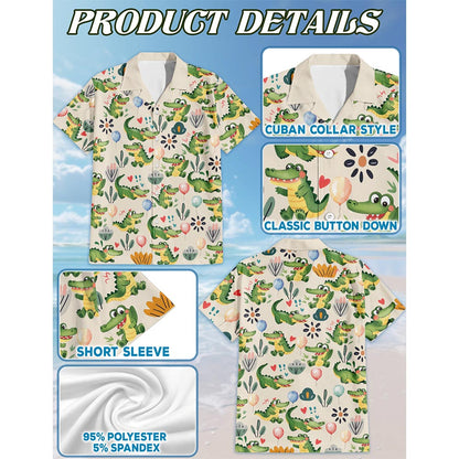 Funny Alligator Hawaiian Shirt for Men, Button Down Aloha Shirt - Azhawaiian