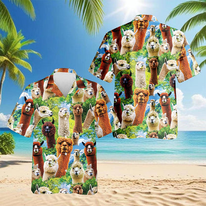 Funny Alpaca Hawaiian Shirt for Men, Button Down Aloha Shirt - Azhawaiian