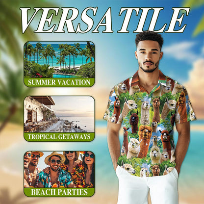 Funny Alpaca Hawaiian Shirt for Men, Button Down Aloha Shirt - Azhawaiian