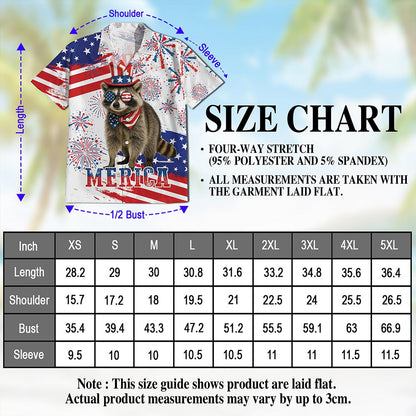 Funny America Raccoon with Glasses Hawaiian Shirt for Men, Button Down Aloha Shirt - Azhawaiian