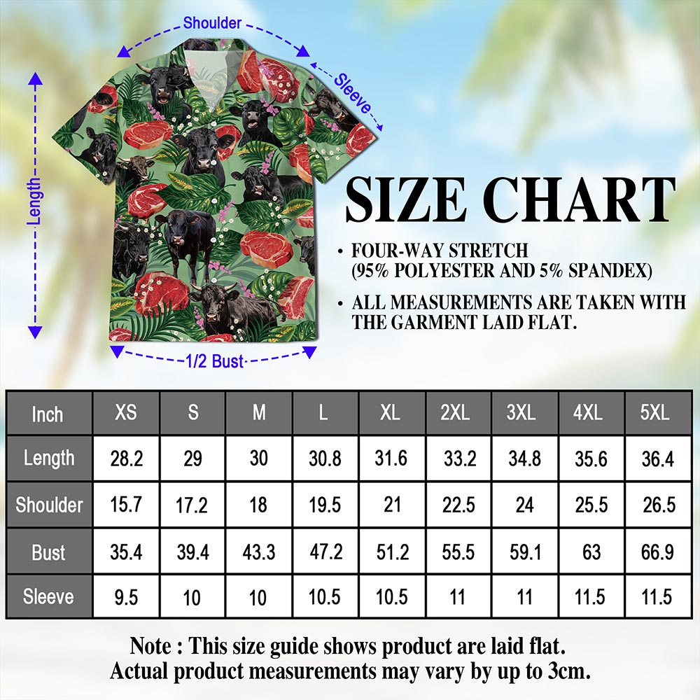 Funny Angus Cattle Hawaiian Shirt for Men, Button Down Aloha Shirt - Azhawaiian
