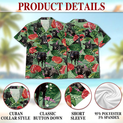 Funny Angus Cattle Hawaiian Shirt for Men, Button Down Aloha Shirt - Azhawaiian
