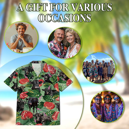 Funny Angus Cattle Hawaiian Shirt for Men, Button Down Aloha Shirt - Azhawaiian