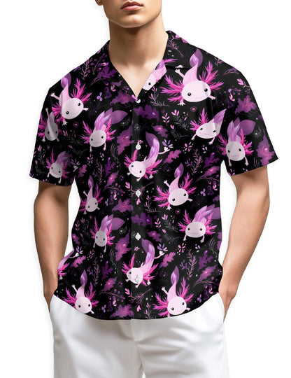 Azhawaiian Funny Axolotl Hawaiian Shirt for Men