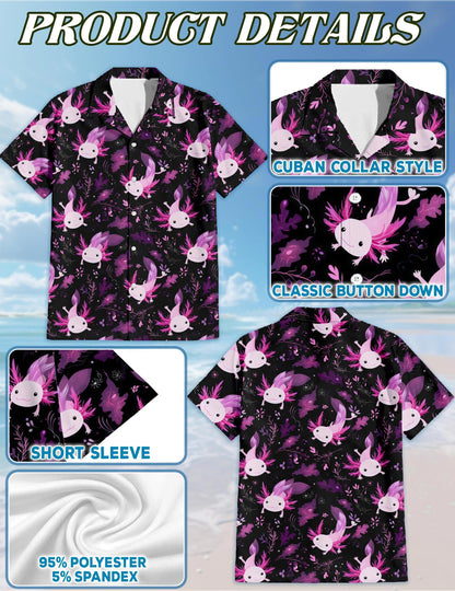 Funny Axolotl Hawaiian Shirt for Men, Button Down Aloha Shirt - Azhawaiian