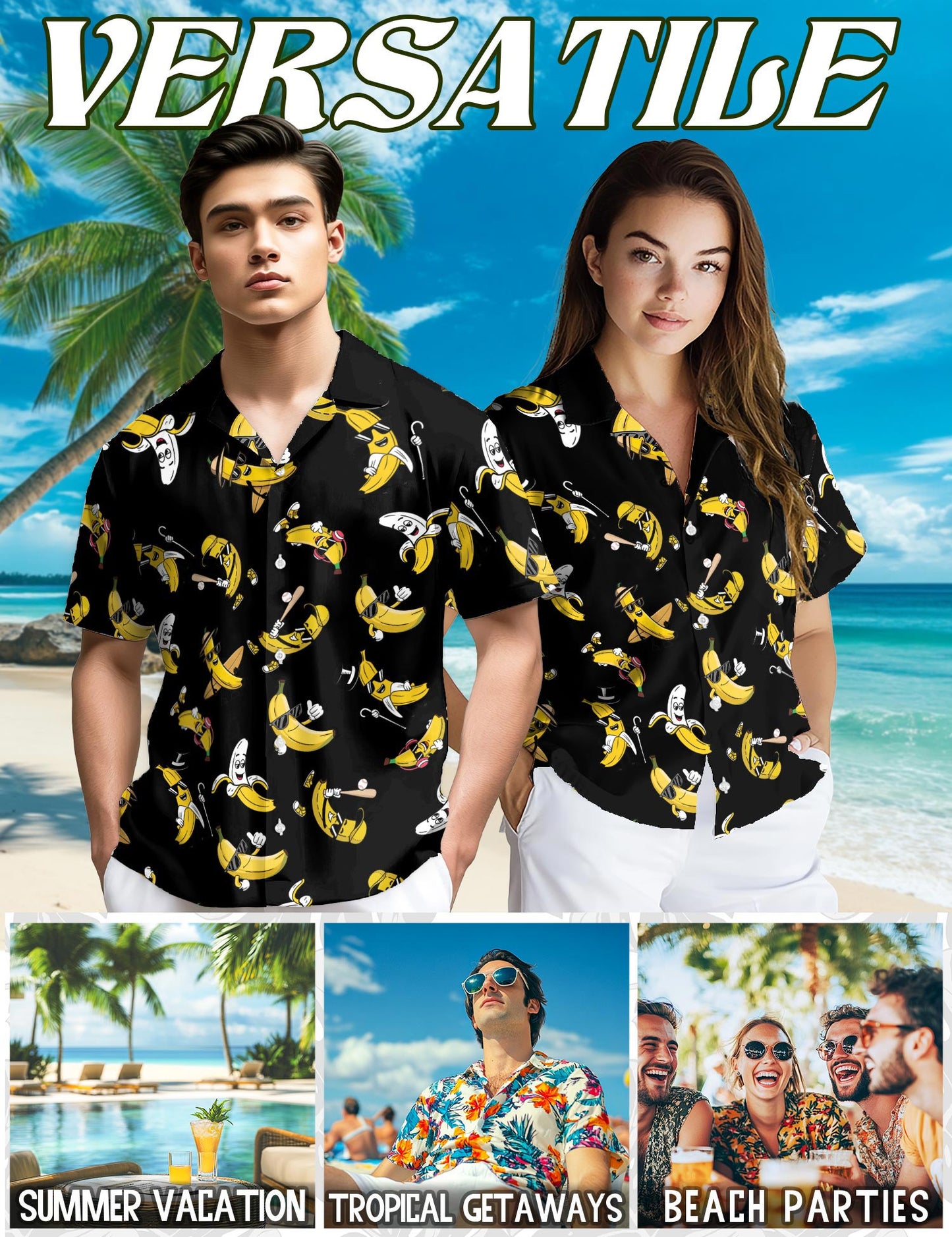 Funny Banana Hawaiian Shirt for Men, Button Down Aloha Shirt - Azhawaiian
