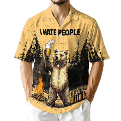 Azhawaiian Funny Bear Drinks Beer Hawaiian Shirt for Men
