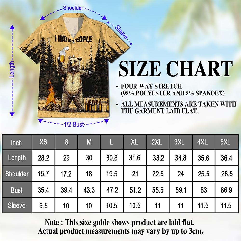 Funny Bear Drinks Beer Hawaiian Shirt for Men, Button Down Aloha Shirt - Azhawaiian