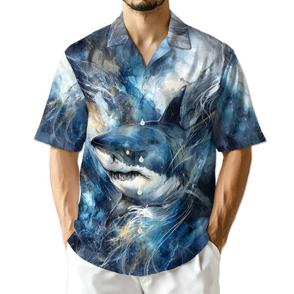 Azhawaiian Funny Blue Shark Hawaiian Shirt for Men