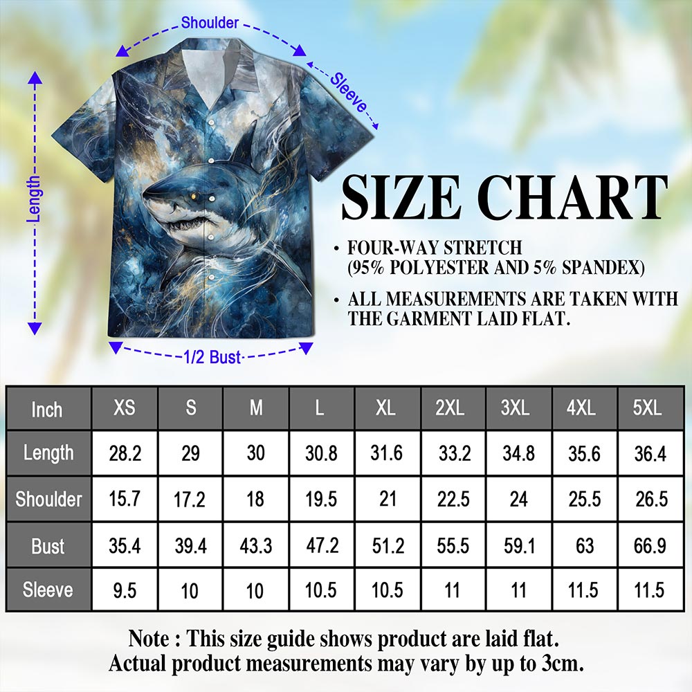 Funny Blue Shark Hawaiian Shirt for Men, Button Down Aloha Shirt - Azhawaiian