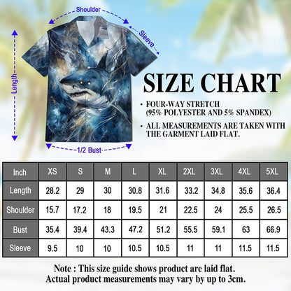 Funny Blue Shark Hawaiian Shirt for Men, Button Down Aloha Shirt - Azhawaiian