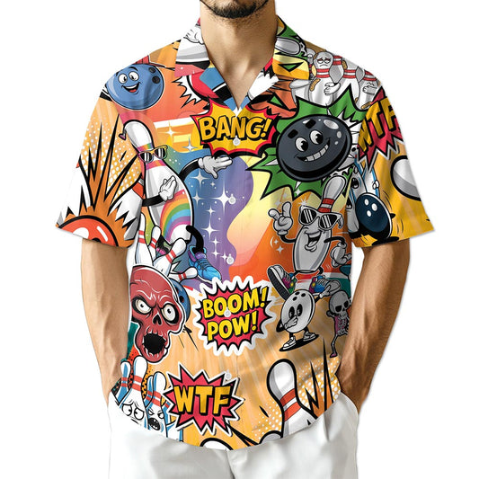 Funny Bowling Hawaiian Shirt for Men, Button Down Aloha Shirt - Azhawaiian