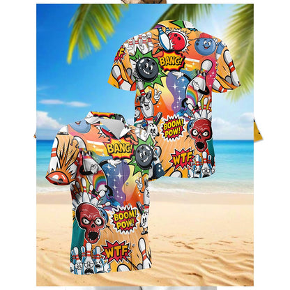 Funny Bowling Hawaiian Shirt for Men, Button Down Aloha Shirt - Azhawaiian