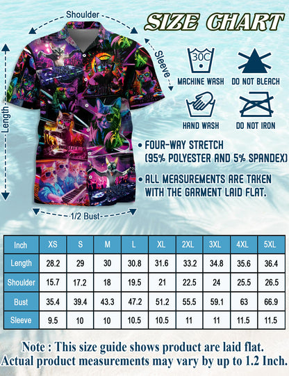 Funny Cat Playing DJ Hawaiian Shirt for Men, Button Down Aloha Shirt - Azhawaiian