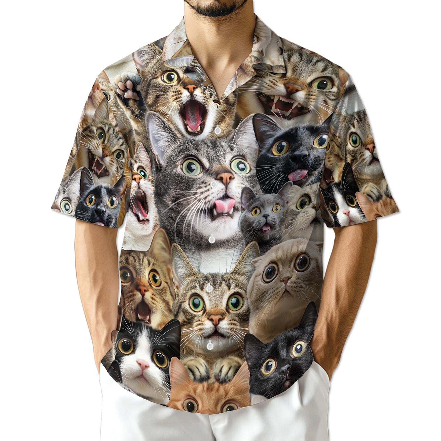 Azhawaiian Funny Cats Kittens Hawaiian Shirt for Men