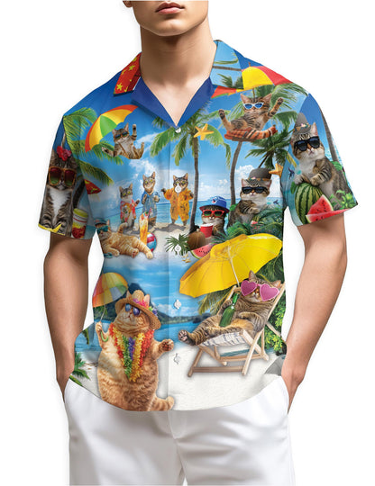 Azhawaiian Funny Cats On Vacation Hawaiian Shirt for Men