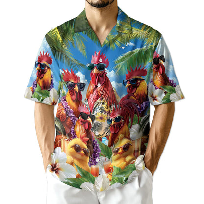 Azhawaiian Funny Chicken Hawaiian Shirt for Men