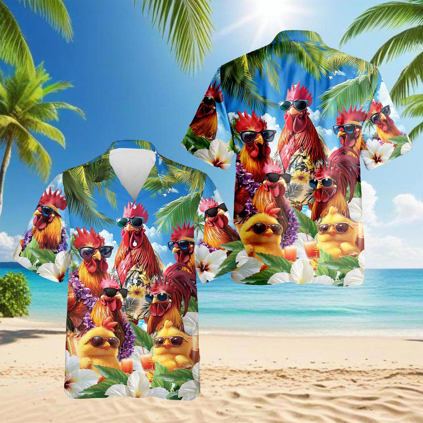 Funny Chicken Hawaiian Shirt for Men, Button Down Aloha Shirt - Azhawaiian