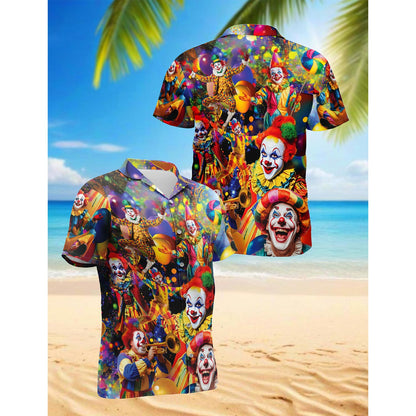 Funny Clown Hawaiian Shirt for Men, Button Down Aloha Shirt - Azhawaiian