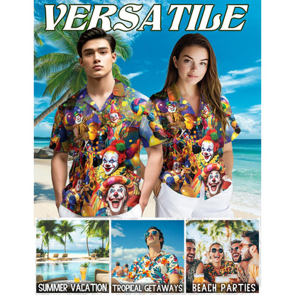 Funny Clown Hawaiian Shirt for Men, Button Down Aloha Shirt - Azhawaiian