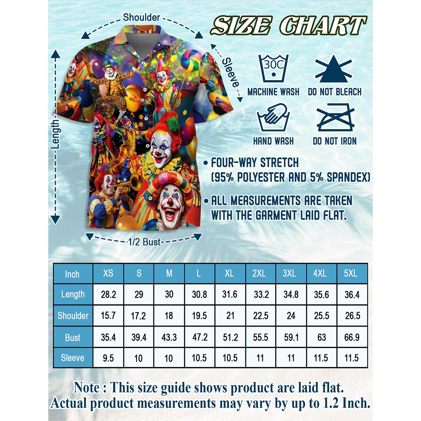 Funny Clown Hawaiian Shirt for Men, Button Down Aloha Shirt - Azhawaiian