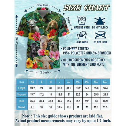 Funny Goat Tropical Hawaiian Shirt for Men, Button Down Aloha Shirt - Azhawaiian
