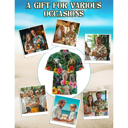 Funny Goat Tropical Hawaiian Shirt for Men, Button Down Aloha Shirt - Azhawaiian
