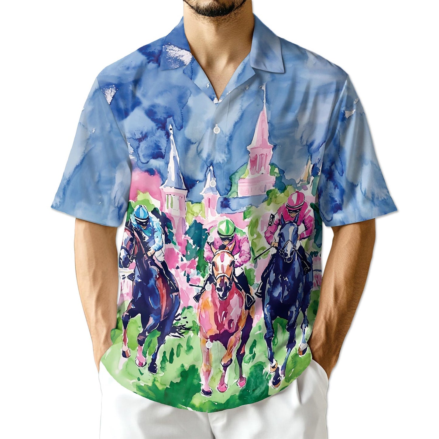 Azhawaiian Funny Horse Racing Hawaiian Shirt for Men
