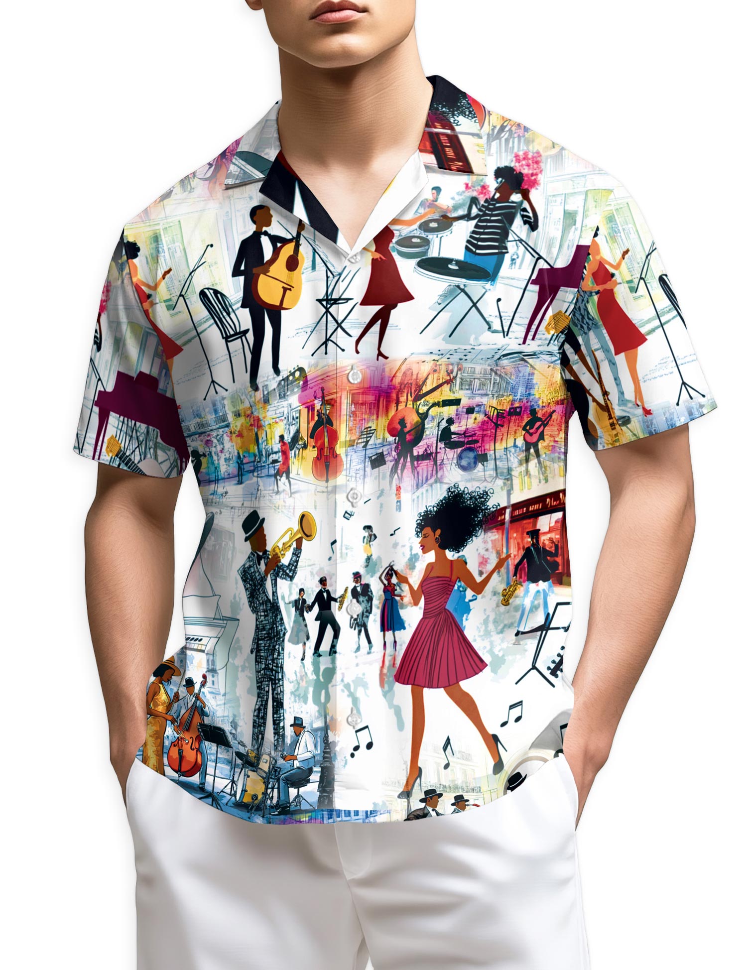 Azhawaiian Funny Jazz Hawaiian Shirt for Men