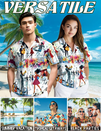 Funny Jazz Hawaiian Shirt for Men, Button Down Aloha Shirt - Azhawaiian