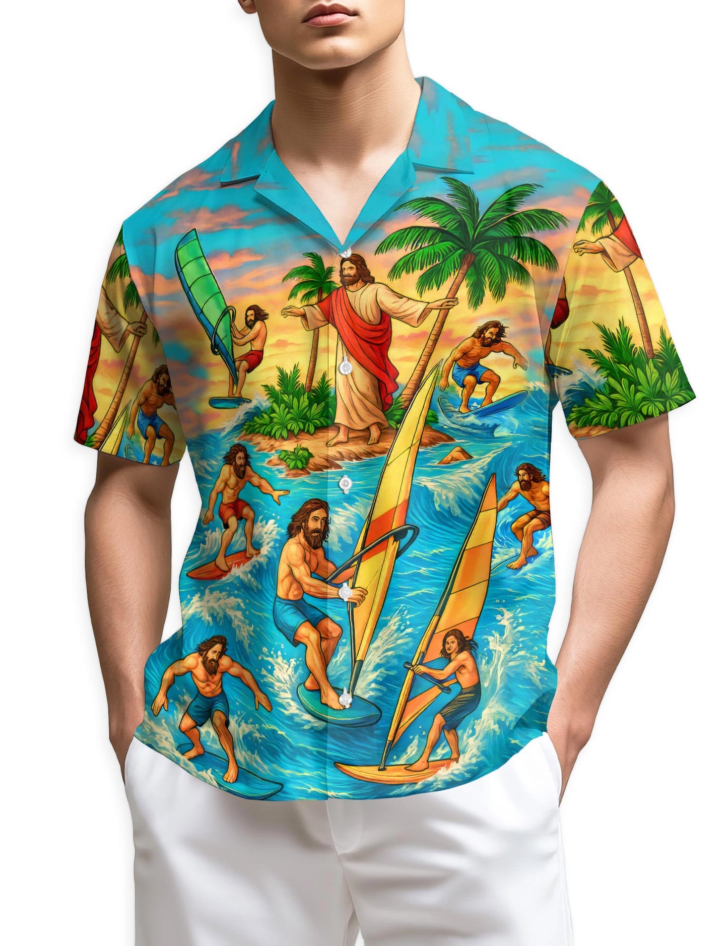 Azhawaiian Funny Jesus Hawaiian Shirt for Men