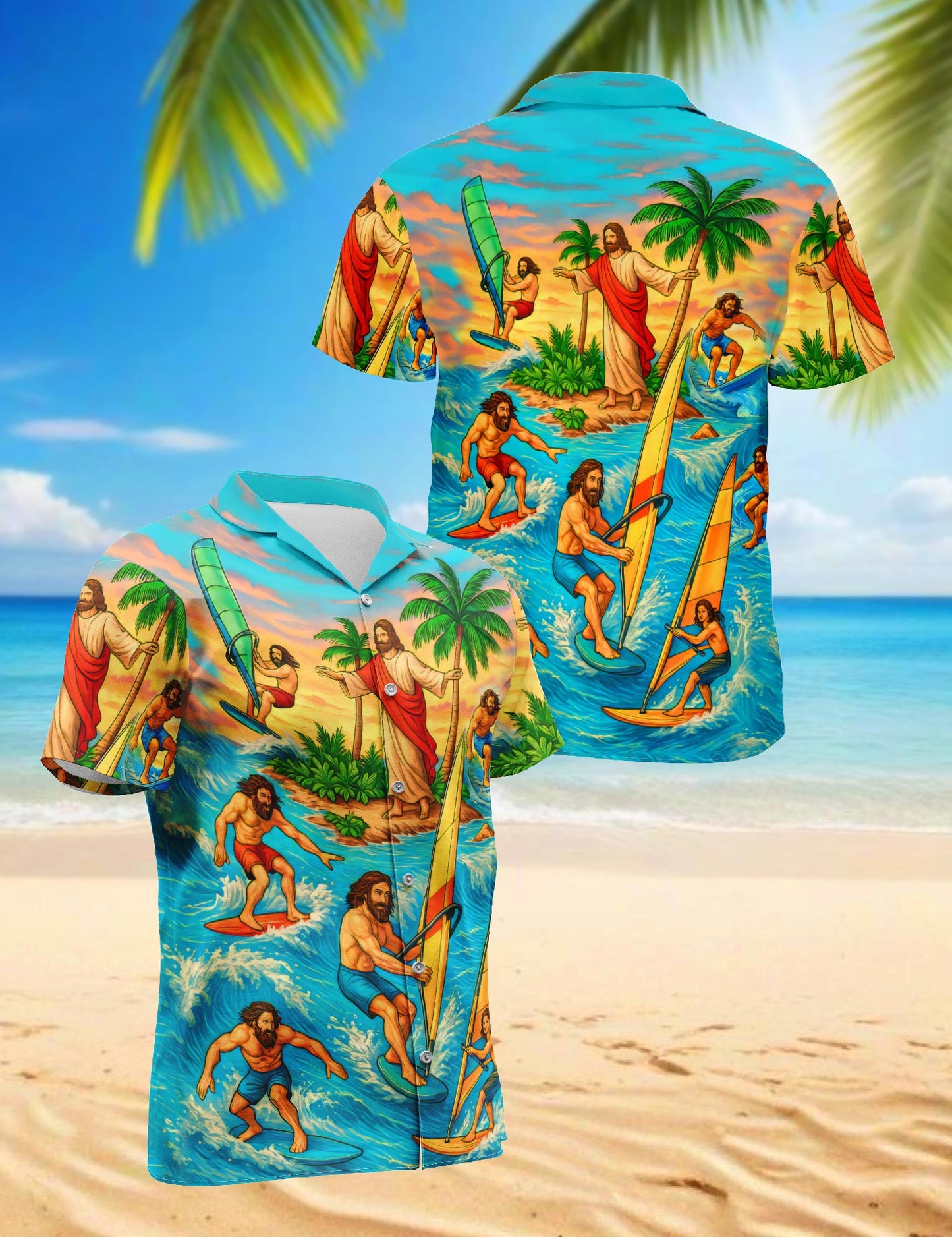 Funny Jesus Hawaiian Shirt for Men, Button Down Aloha Shirt - Azhawaiian