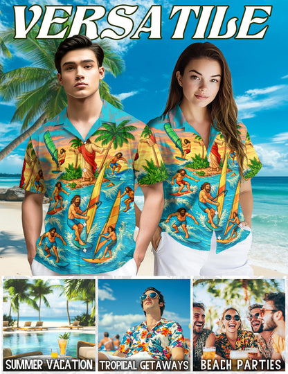 Funny Jesus Hawaiian Shirt for Men, Button Down Aloha Shirt - Azhawaiian