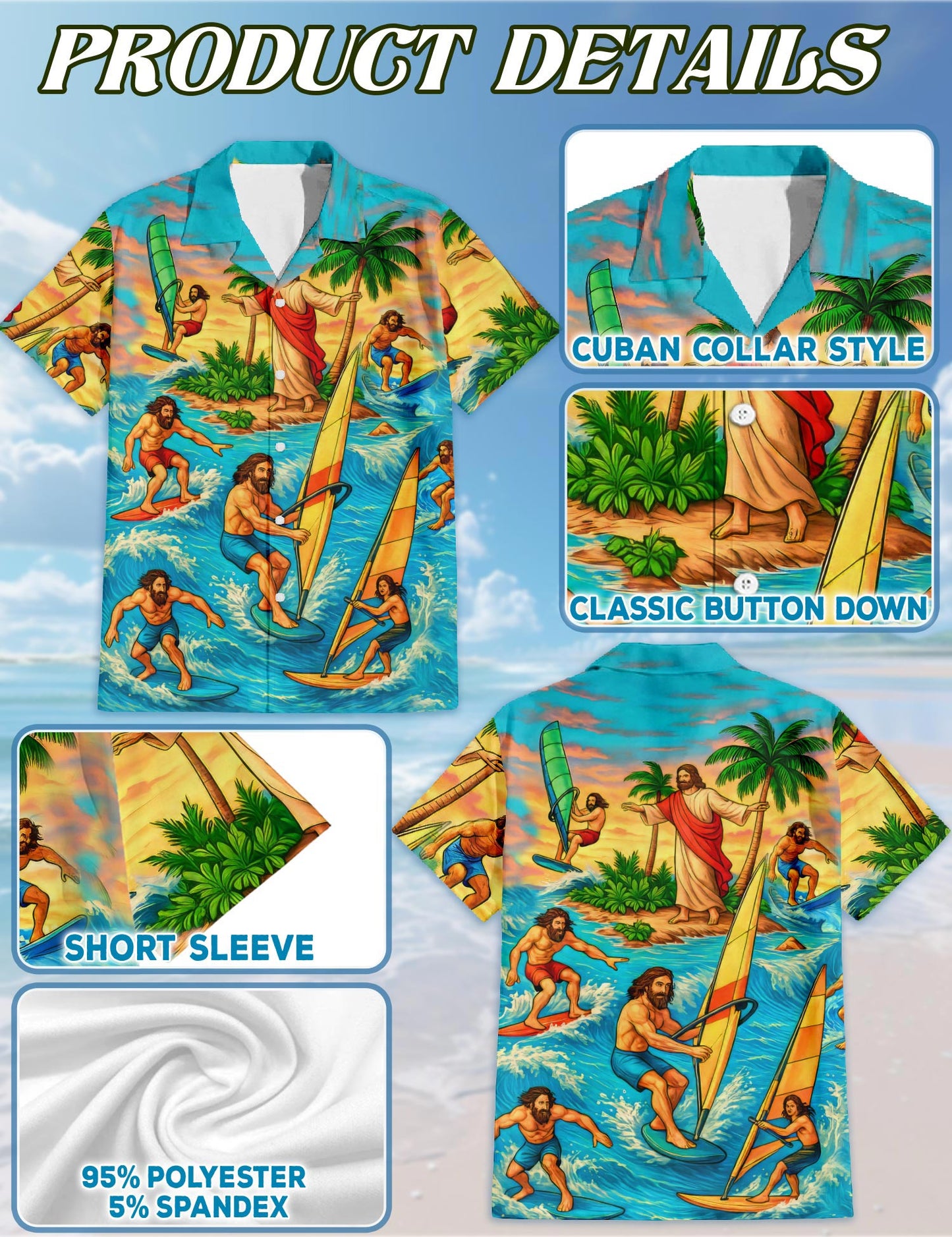 Funny Jesus Hawaiian Shirt for Men, Button Down Aloha Shirt - Azhawaiian