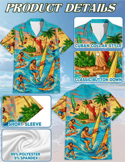 Funny Jesus Hawaiian Shirt for Men, Button Down Aloha Shirt - Azhawaiian